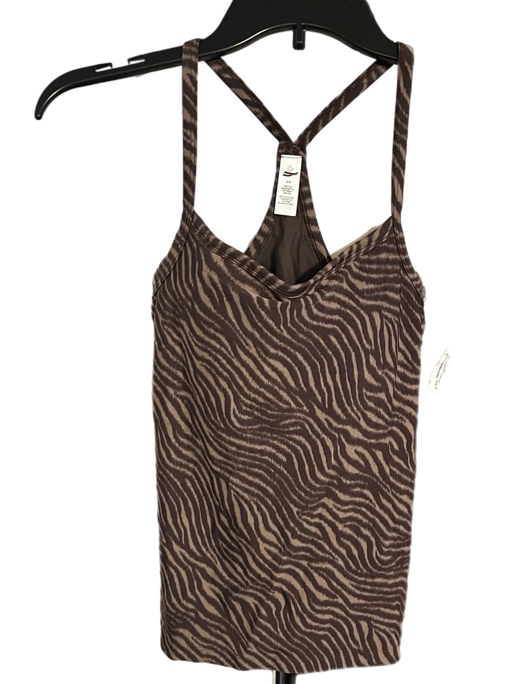 NWT aerie Brown Zebra-Print Shelf Bra Racerback Cami